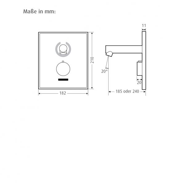 WimTec OCEAN W6 - 12 V Berührungslose Wandarmatur mit Thermostat für Netzbetrieb, Ausladung 240mm