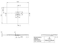 Vorschau: Villeroy&Boch Squaro Infinity Quaryl®-Duschwanne, flächenbündiger Einbau, 100x75cm, technische Zeichnung