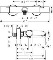 Vorschau: Hansgrohe Ecostat Fine Wannenthermostat Aufputz