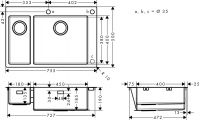 Vorschau: Hansgrohe S71 S712-F655 Einbauspüle 180/450 mit Zusatzbecken, edelstahl