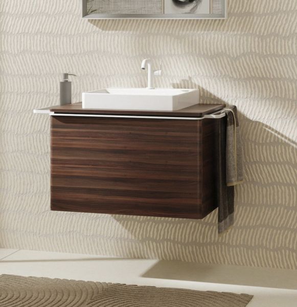 Hansgrohe Xelu Q Waschtischunterschrank 78x55cm für Aufsatzwaschtisch mit Konsole, 1 Schubkasten, nussbaum dunkel weiß matt 54061700