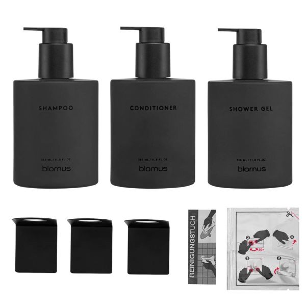 blomus KIREI Glaschflaschen-Set inkl. Klebeset 350ml, smoke