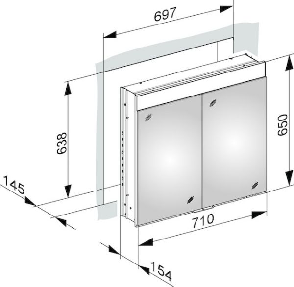 Keuco Edition 400 Spiegelschrank DALI-steuerbar für Wandeinbau, 71x65cm
