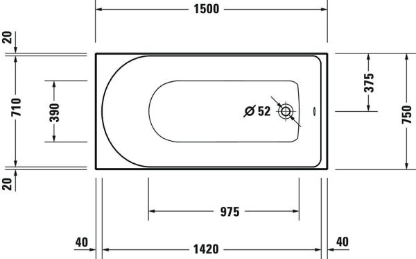 Duravit D-Neo Einbau-Badewanne rechteckig 150x75cm, weiß