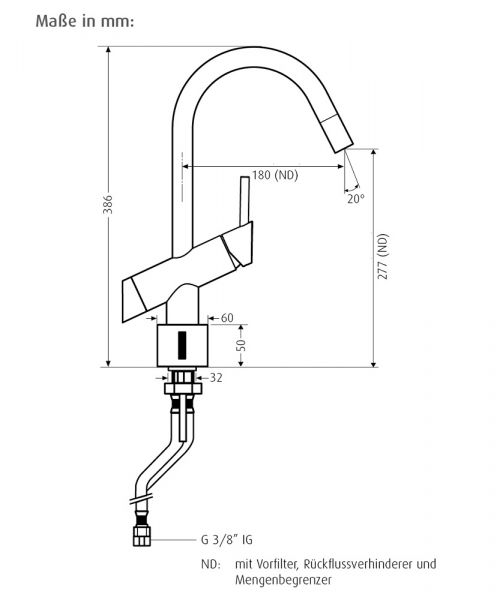 WimTec VIVA K6 - ND 9 V Berührungslose Niederdruck-Einhebel-Küchenarmatur, Batteriebetrieb, chrom