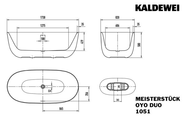Kaldewei Meisterstück Oyo Duo Badewanne freistehend 173x82cm Mod. 1051-4034 205143530001