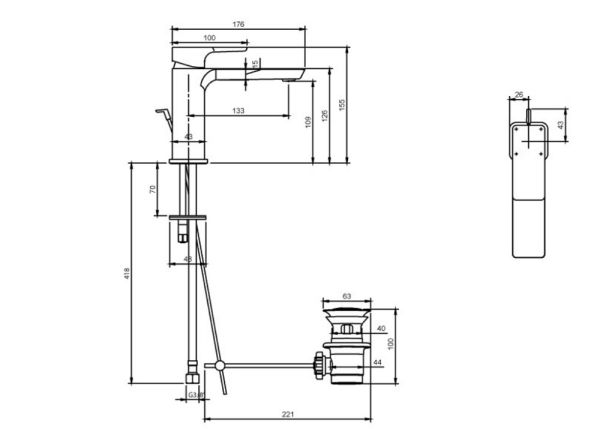 Villeroy&Boch Subway 3.0 Einhebel-Waschtischarmatur, Ausladung 133mm TVW112002000K5