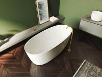 RIHO Solid Surface Oval freistehende Badewanne 175x80x56,50cm, weiß matt B152001105 