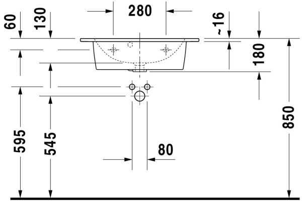 Duravit ME by Starck Waschtisch 63x40cm, mit Überlauf, ohne Wondergliss, Ausführung kurz, weiß 2342633200