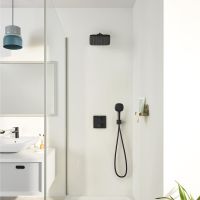 Vorschau: Grohe Precision Duschsystem eckig mit Thermostat, Vitalio Comfort Kopfbrause, schwarz matt 348822430 m