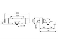 Vorschau: Hansa Hansacare Wannen- und Brause-Thermostat-Batterie, chrom