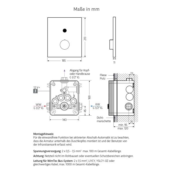 WimTec PROOF S6 HyPlus Duscharmatur 12V Netzbetrieb, chrom