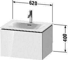 Duravit L-Cube Waschtischunterschrank wandhängend 62x48cm mit 1 Schublade für Viu 234463, technische Zeichnung