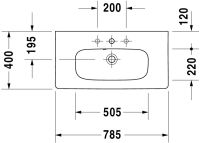 Vorschau: Duravit DuraStyle Waschtisch rechteckig 78,5x40cm, mit Hahnloch, mit Überlauf, weiß 2337780000