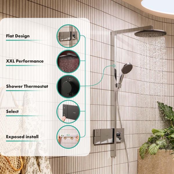hansgrohe Raindance Alive S Duschsystem 300 mit ShowerSelect Comfort, brushed black chrome