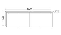 Burgbad Crono Spiegelschrank mit horizontaler LED-Beleuchtung und 4 Spiegeltüren, 200x64cm SPRZ200F1786