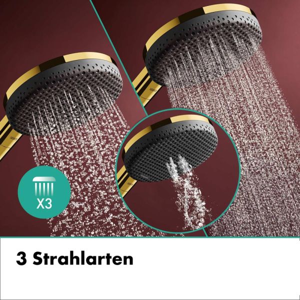hansgrohe Raindance Alive Select S Duschkopf 125 3 Strahlarten polished gold optic 24500990