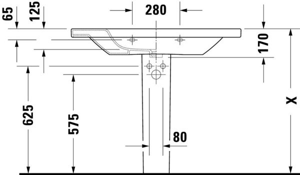 Duravit DuraStyle Waschtisch 100x48cm, mit Überlauf, ohne Wondergliss, weiß 2320100000