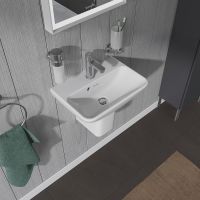 Vorschau: Duravit ME by Starck Handwaschbecken 45x32cm, mit Hahnloch und Überlauf, WonderGliss, weiß 07194500001