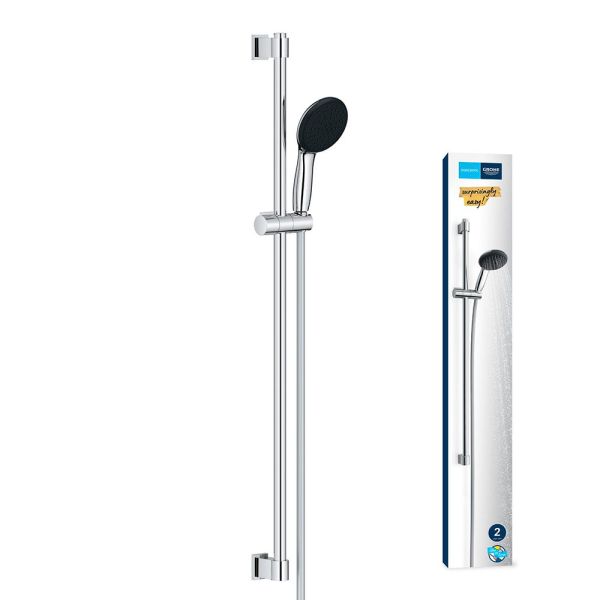Grohe QuickFix Vitalio Start 110 Brausestangenset eckig 90cm mit Handbrause & Schlauch, chrom