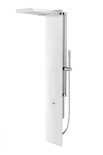 WimTec OCEAN P10 Elektronisches Duschpaneel mit elektrischem Thermostatmischer, Glas weiß