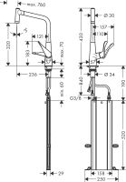 Vorschau: Hansgrohe Metris M71 Küchenarmatur 320 2 Strahlen sBox 73824000