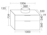 Vorschau: Burgbad Eqio runder Keramik-Aufsatzwaschtisch Ø36cm mit Waschtischunterschrank 100cm, 2 Auszüge