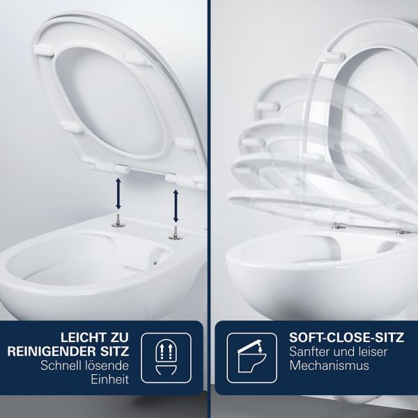 Grohe Bau Keramik Set Wand-Tiefspül-WC inkl. WC-Sitz mit Soft-Close & QuickRelease