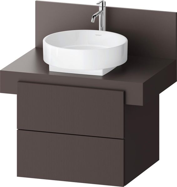 Duravit Balcoon Set Aufsatzbecken mit Unterschrank 80cm, schieferbraun matt
