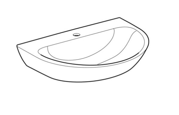 Geberit Renova Waschtisch mit 1 Hahnloch, ohne Überlauf, 70x52cm, weiß 500665011_2