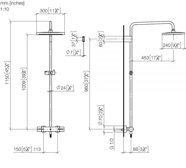 Dornbracht Showerpipe mit Brause-Thermostat ohne Handbrause, FlowReduce