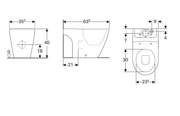 Geberit iCon Stand-WCfür AP-Spülkasten aufgesetzt, Tiefspüler, geschlossene Form, Rimfree, weiß_2