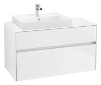 Villeroy&Boch Collaro Waschtischunterschrank passend zu Aufsatzwaschtisch 4A336G, 2 Auszüge, 100cm, weiß C01700DH