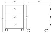 Vorschau: lineabeta RUNNER Rollcontainer 3 Schubladen mit quadratischen Griffen