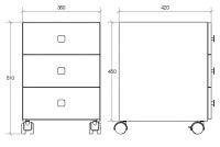 Vorschau: lineabeta RUNNER Rollcontainer 3 Schubladen mit quadratischen Griffen