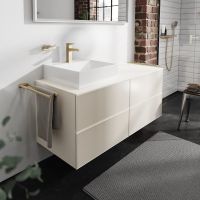 Vorschau: hansgrohe Xevolos E Unterschrank 137cm für Aufsatzwaschtisch links mit Konsole, 4 Schubkästen