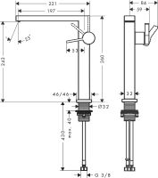 Vorschau: Hansgrohe Tecturis E Waschtischmischer 240 Fine für Aufsatzwaschtisch m. Push-Open, chrom