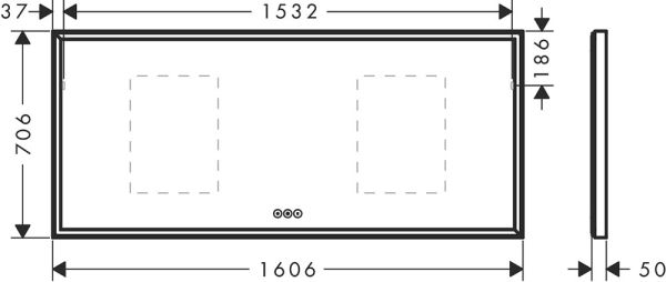 Hansgrohe Xarita E Spiegel mit LED-Beleuchtung 160x70cm, hinterleuchtet, Berührungssensor, weiß matt