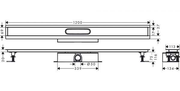 Hansgrohe uBox universal Komplettset für Standardinstallation 120cm, für Duschrinnen Fertigsets