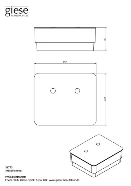 Giese WC-Uno Glasbehälter für Feuchtpapier, Standmodell, schwarz matt