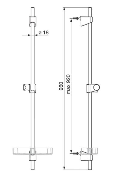 Hansa Hansabasicjet Wandstange 92cm, chrom