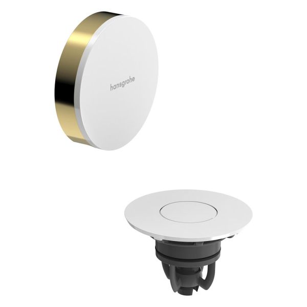 hansgrohe Flexaplus Fertigset Ablauf- und Überlaufgarnitur, polished gold optic/weiß glanz 58187990