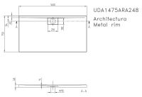 Vorschau: Villeroy&Boch Architectura MetalRim Duschwanne inkl. Antirutsch (VILBOGRIP),140x75cm, weiß UDA1475ARA248GV-01 techn. Zeichnung