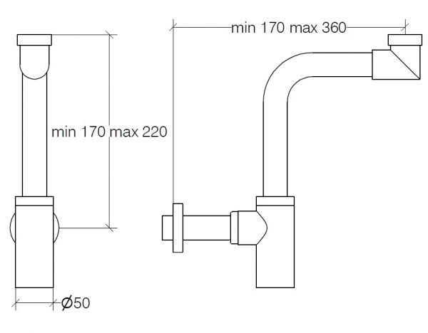 lineabeta BUSI E CANE Siphon platzsparend 1 1/4", chrom