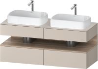 Vorschau: Duravit Qatego Unterschrank für 2 Aufsatzbecken 140x55cm in taupe matt, mit offenem Fach in eiche marmoriert QA4767