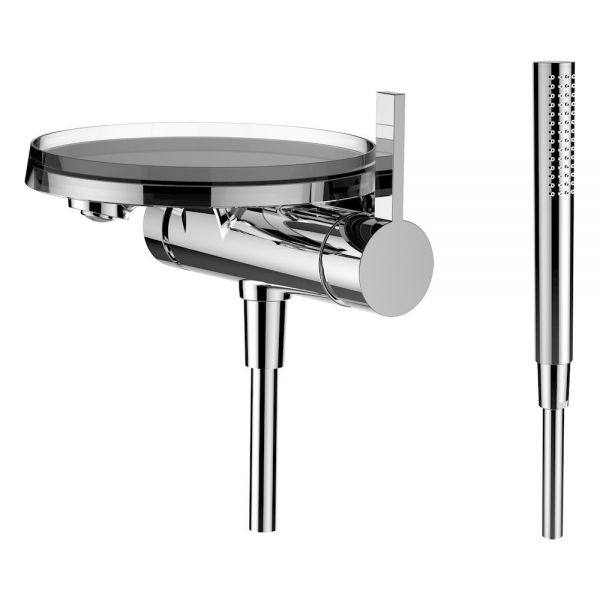 Kartell by Laufen Einhand-Bademischer, Disc für Simibox 1-point mit Zubehör, chrom