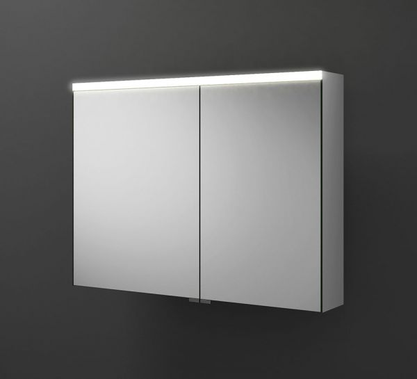 Burgbad Iveo Spiegelschrank mit horizontaler LED-Beleuchtung, 2 Spiegeltüren, 90,8x68cm SPHU090LPN326