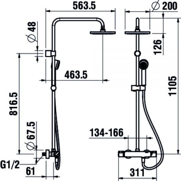 Laufen Citypro Brause-Thermostat mit Zubehör und Regenbrause, chrom_1