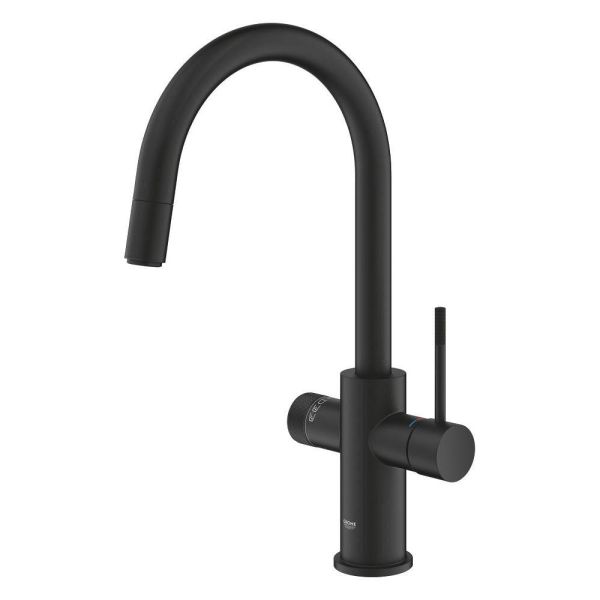 Grohe Blue 2.0 5-in-1-Armatur, C-Auslauf, ausziehbar, phantom black