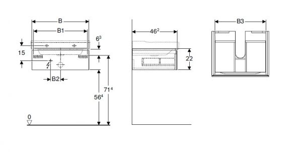 Geberit Xeno² Waschtischunterschrank 88x22cm, 1 Auszug